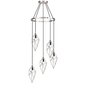 Woodbridge Lighting Lanning 5-Light Metal Chandelier in Satin Nickel