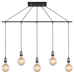 Woodbridge Lighting Fulton G125 5-Light Metal Linear Pendant in Bronze/Brass