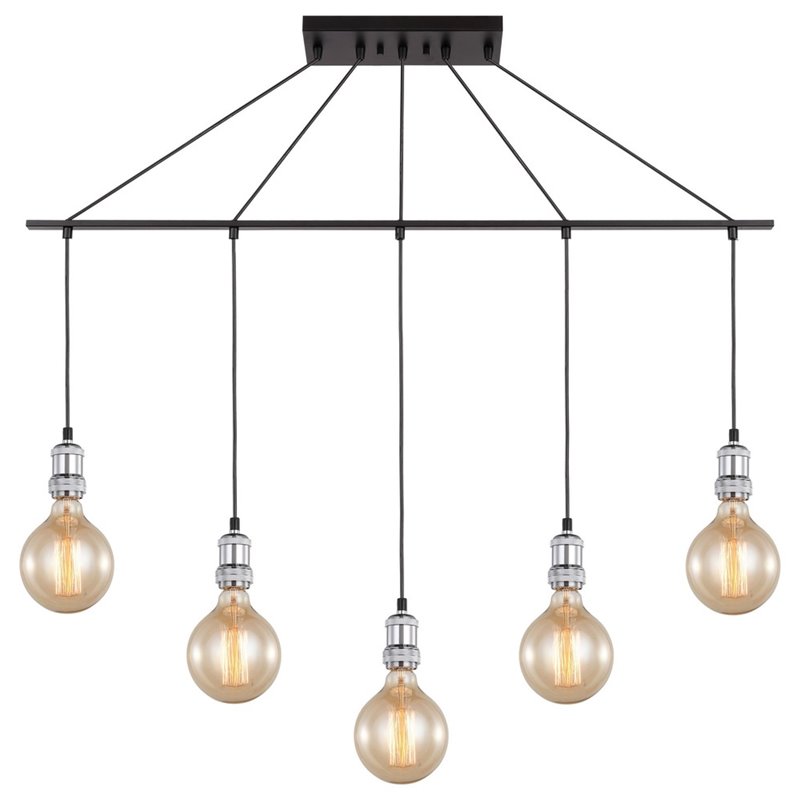 Woodbridge Lighting Fulton G125 5-Light Metal Linear Pendant in Chrome/Bronze