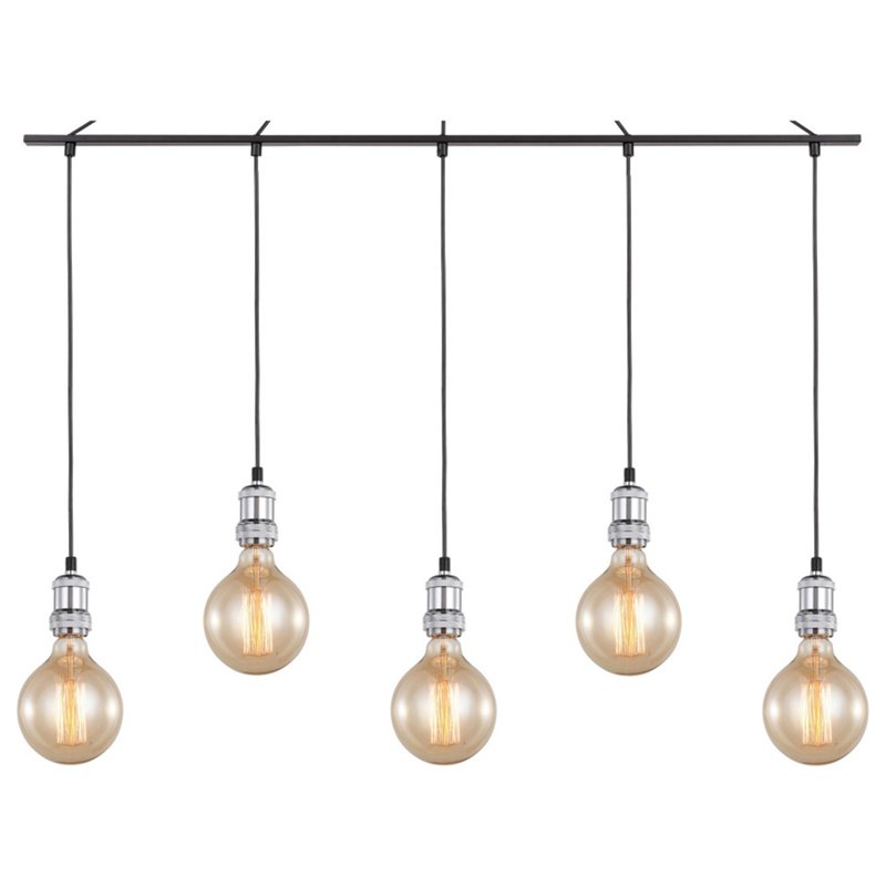Woodbridge Lighting Fulton G125 5-Light Metal Linear Pendant in Chrome/Bronze