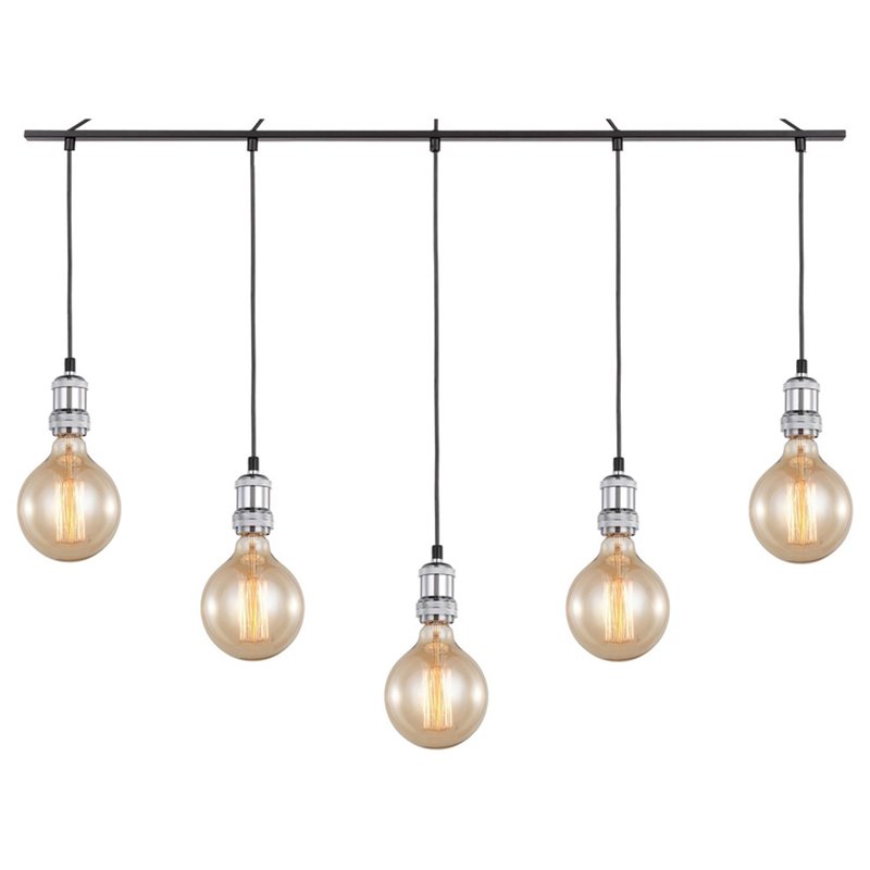 Woodbridge Lighting Fulton G125 5-Light Metal Linear Pendant in Chrome/Bronze