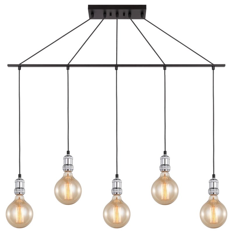 Woodbridge Lighting Fulton G125 5-Light Metal Linear Pendant in Chrome/Bronze
