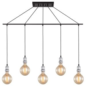 Woodbridge Lighting Fulton G125 5-Light Metal Linear Pendant in Chrome/Bronze