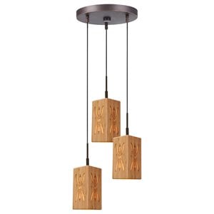 Woodbridge Lighting Light House 3Lt Bamboo Cluster Pendant in Serymmetry/Bronze