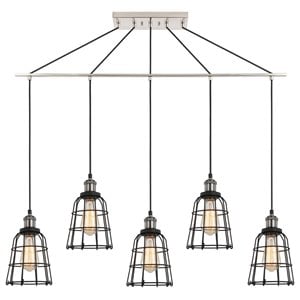 Woodbridge Lighting Fulton ST64 5-Light Metal Linear Pendant in Antique Nickel
