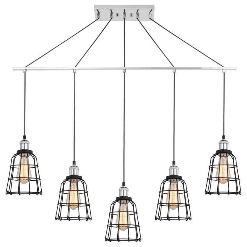 Woodbridge Lighting Fulton ST64 5-Light Metal Linear Pendant in Chrome