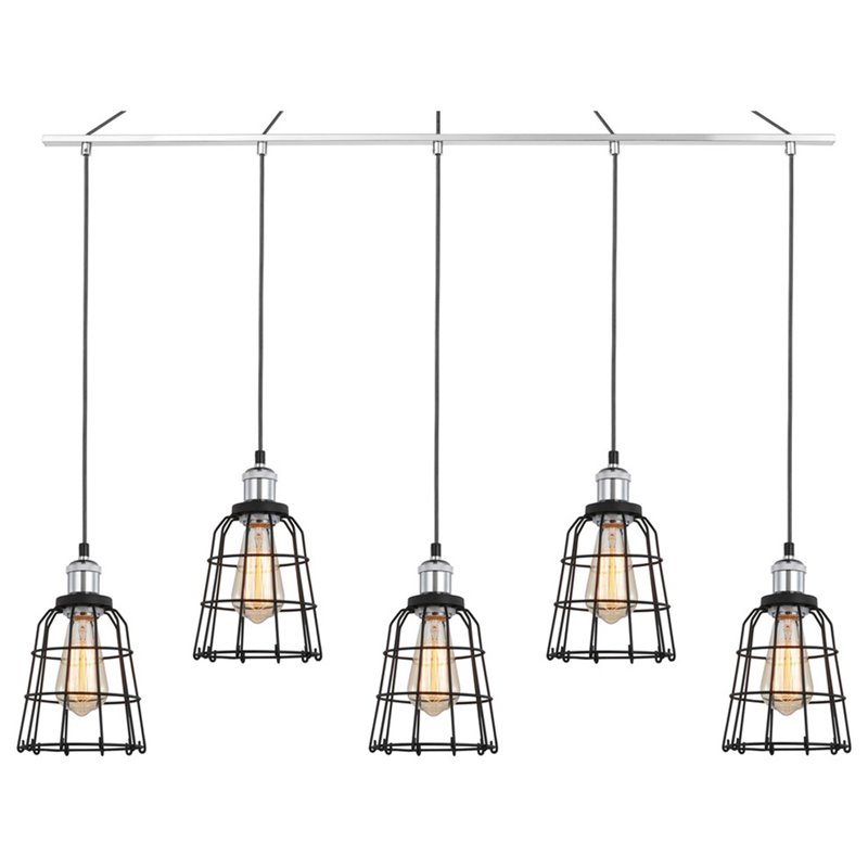 Woodbridge Lighting Fulton ST64 5-Light Metal Linear Pendant in Chrome
