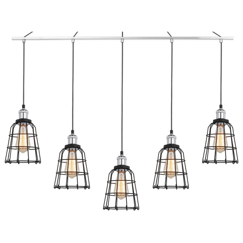 Woodbridge Lighting Fulton ST64 5-Light Metal Linear Pendant in Chrome