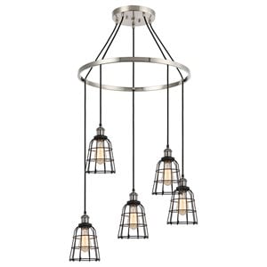 Woodbridge Lighting Fulton ST64 5-Light Metal Chandelier in Antique Nickel