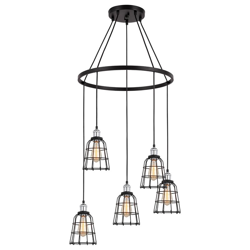 Woodbridge Lighting Fulton ST64 5-Light Metal Chandelier in Chrome/Bronze