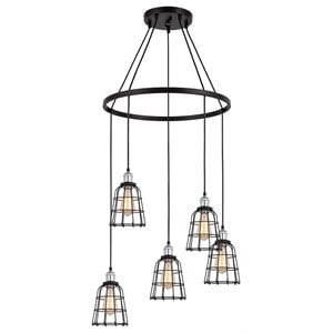 Woodbridge Lighting Fulton ST64 5-Light Metal Chandelier in Chrome/Bronze