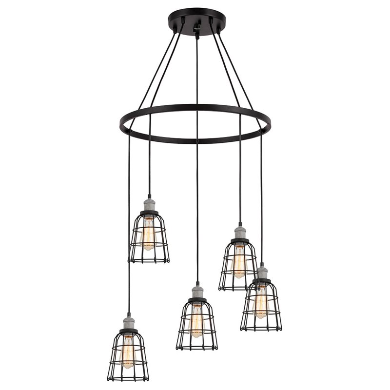 Woodbridge Lighting Fulton ST64 5-Light Metal Chandelier in Gray/Bronze