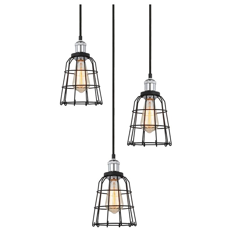 Woodbridge Lighting Fulton ST64 3-Light Metal Cluster Pendant in Chrome