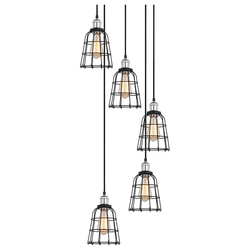 Woodbridge Lighting Fulton ST64 5-Light Metal Cluster Pendant in Chrome