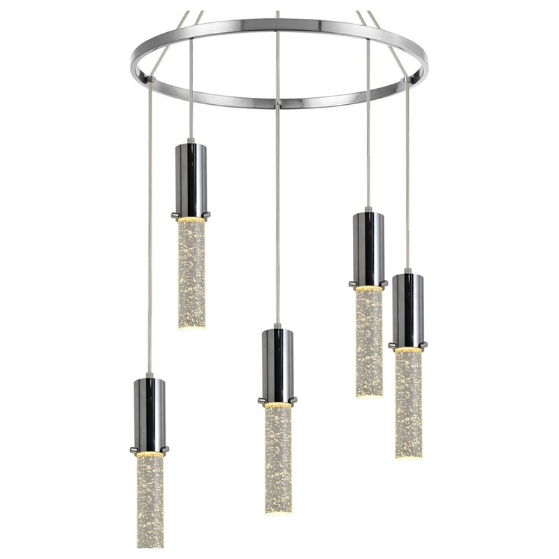 Woodbridge Lighting Pixie 5-Light Glass Chandelier in Chrome