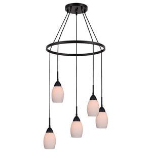 Woodbridge Lighting Venezia 5-Light Glass Chandelier in Bronze/Opal