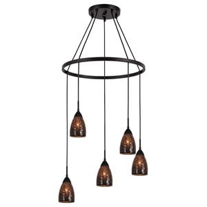 Woodbridge Lighting Venezia 5-Light Glass Chandelier in Bronze/Mosaic Mirror