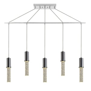 Woodbridge Lighting Pixie 5-Light Glass Linear Pendant in Chrome