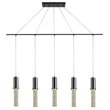 Woodbridge Lighting Pixie 5-Light Glass Linear Pendant in Chrome/Bronze
