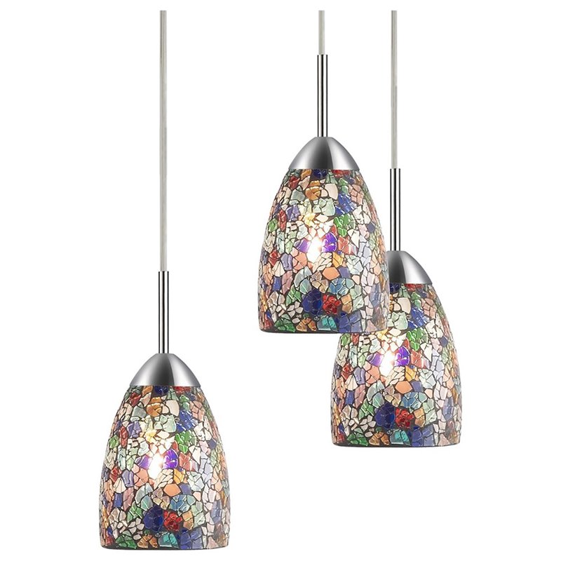 Woodbridge Lighting Venezia 5-Light Glass Chandelier in Nickel/Multi-Color