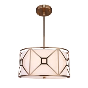 Woodbridge Lighting Regan 17&quot 3-Light Fabric Pendant in Brass