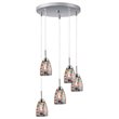 Woodbridge Lighting Venezia 5-Light Glass Cluster Pendant in Nickel/Multi-Color