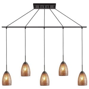 Woodbridge Lighting Venezia 5-Light Glass Linear Pendant in Bronze/Mosaic Amber