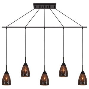 Woodbridge Lighting Venezia 5-Light Glass Linear Pendant in Bronze/Mosaic Mirror