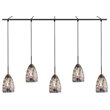 Woodbridge Lighting Venezia 5-Light Glass Linear Pendant in Bronze/Multi-Color