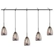 Woodbridge Lighting Venezia 5-Light Glass Linear Pendant in Bronze/Multi-Color