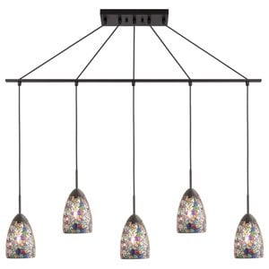 Woodbridge Lighting Venezia 5-Light Glass Linear Pendant in Bronze/Multi-Color