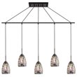 Woodbridge Lighting Venezia 5-Light Glass Linear Pendant in Bronze/Multi-Color