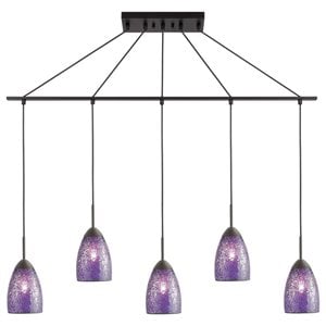 Woodbridge Lighting Venezia 5-Light Glass Linear Pendant in Bronze/Mosaic Purple
