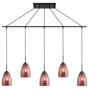 Woodbridge Lighting Venezia 5-Light Glass Linear Pendant in Bronze/Mosaic Red