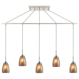 Woodbridge Lighting Venezia 5-Light Glass Linear Pendant in Nickel/Mosaic Amber