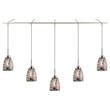 Woodbridge Lighting Venezia 5-Light Glass Linear Pendant in Nickel/Multi-Color