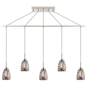 Woodbridge Lighting Venezia 5-Light Glass Linear Pendant in Nickel/Multi-Color