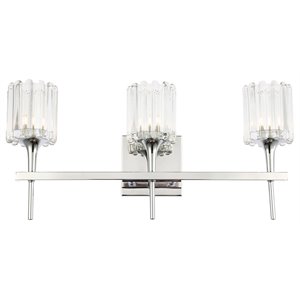 Woodbridge Lighting Regent Park 3Lt Glass Bath Light in Chrome/Petite Swizzle