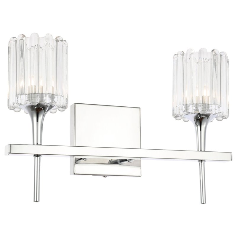 Woodbridge Lighting Regent Park 2Lt Glass Bath Light in Chrome/Petite Swizzle