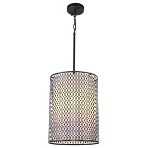 Woodbridge Lighting Spencer 3-Light Metal and Fabric Pendant in Bronze