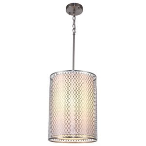 Woodbridge Lighting Spencer 3-Light Metal and Fabric Pendant in Satin Nickel