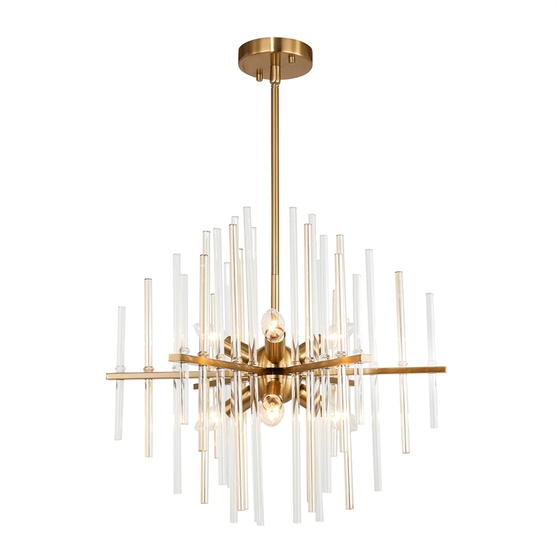 Woodbridge Lighting Spires 6-Light Metal Chandelier in Brass/Plated Amber