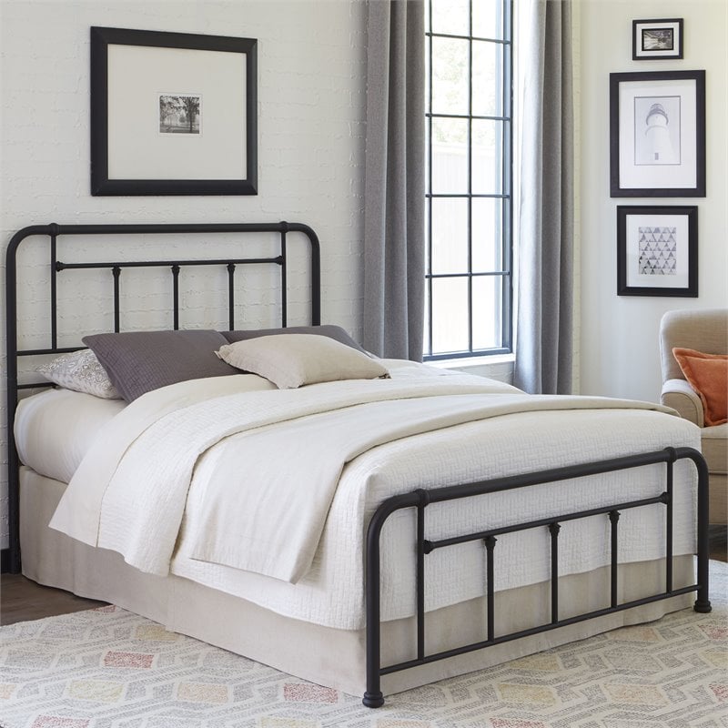 Fashion Bed Group Baldwin King Sized Decorative Metal Bed in Textured Black