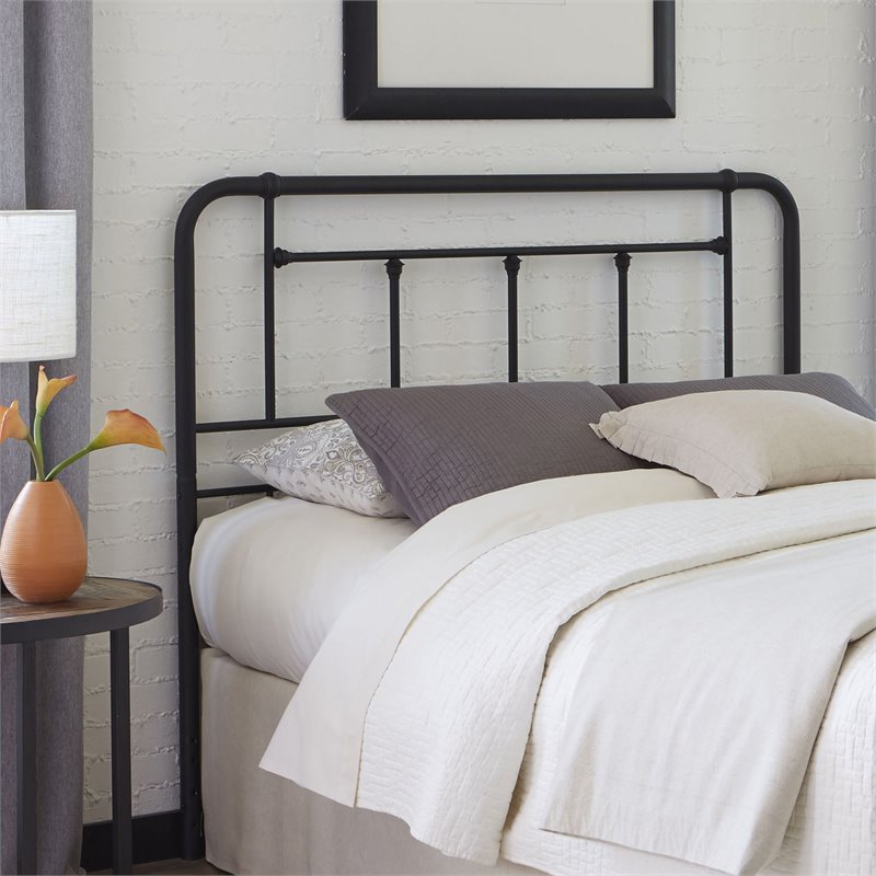 Fashion Bed Group Baldwin Full-Size Decorative Metal Headboard in Textured Black