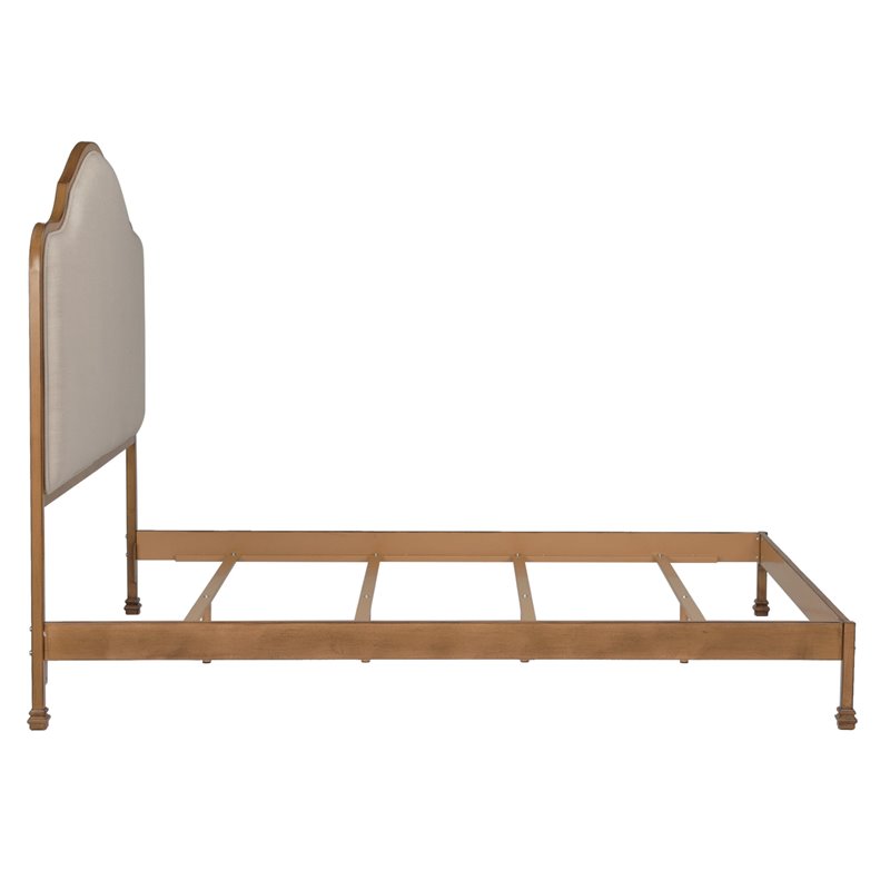 Fashion Bed Group Calvados King Sized Upholstered Decorative Wood Bed in Oak