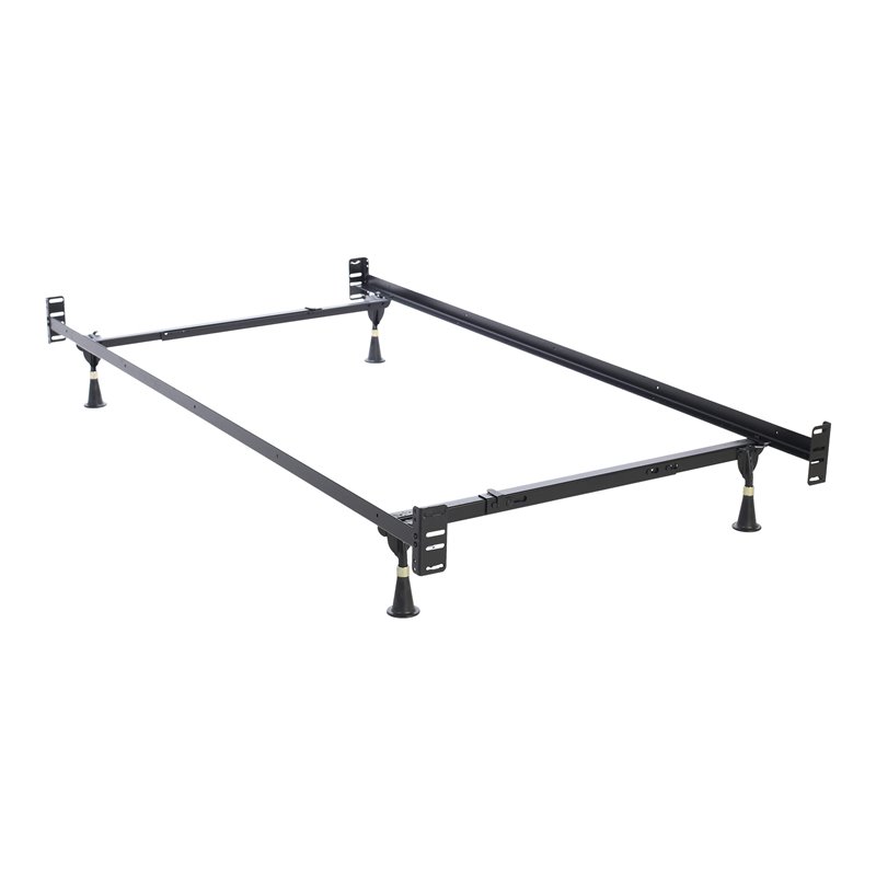 Fashion Bed Group Twin/Full-Size Metal Headboard & Footboard Bed Frame in Black