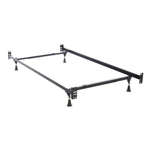 Fashion Bed Group Twin/Full-Size Metal Headboard & Footboard Bed Frame in Black