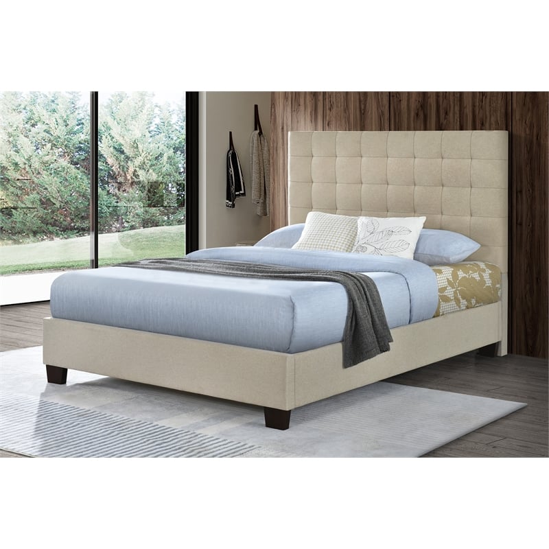 Vera Full Upholstered Platform Bed - Beige