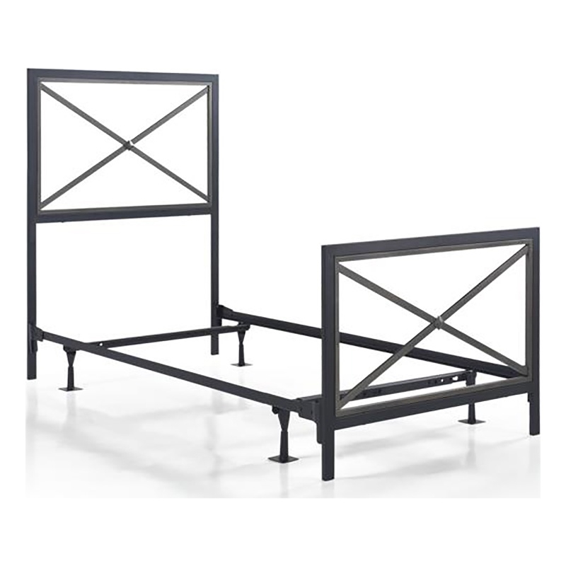 Mason Twin Bed w/ Frame - Textured Black / Gray Bronze