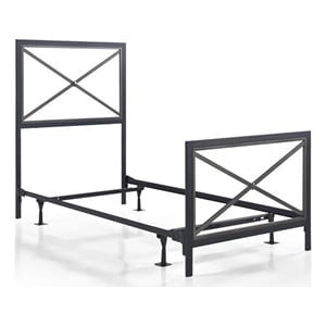 Mason Twin Bed w/ Frame - Textured Black / Gray Bronze